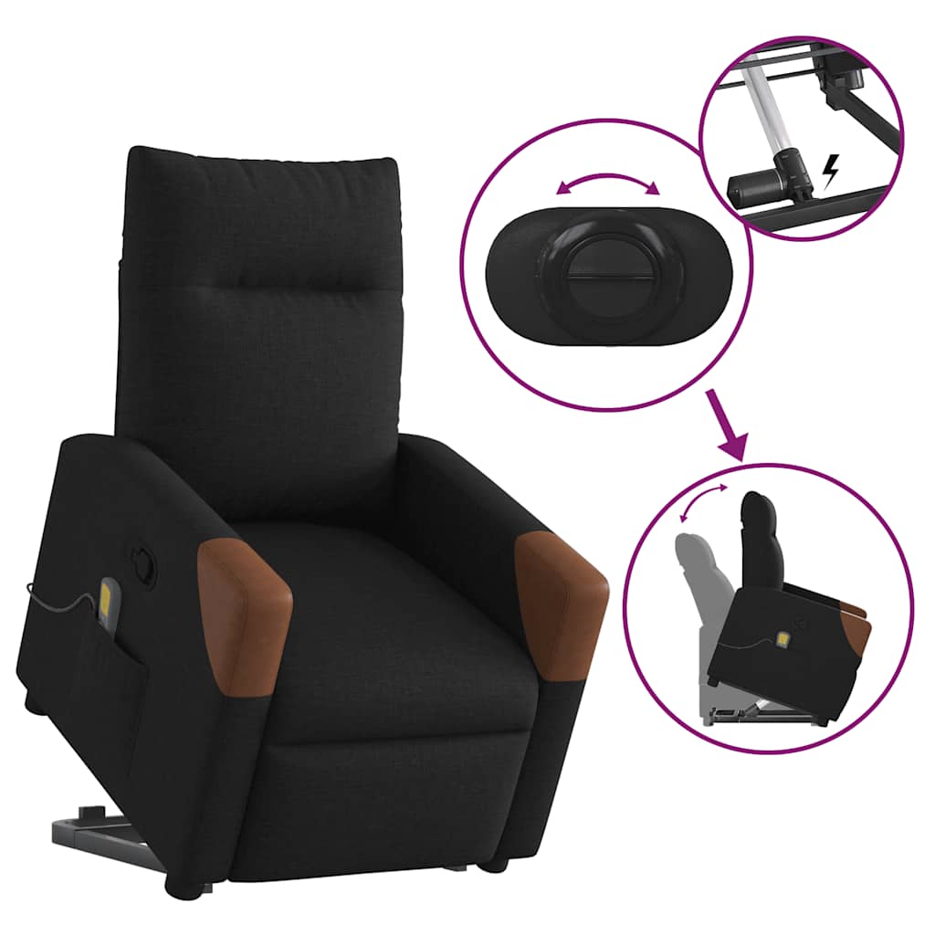 Fauteuil De Massage Inclinable Tissu Noir