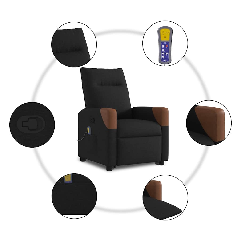 Fauteuil De Massage Inclinable Tissu Noir