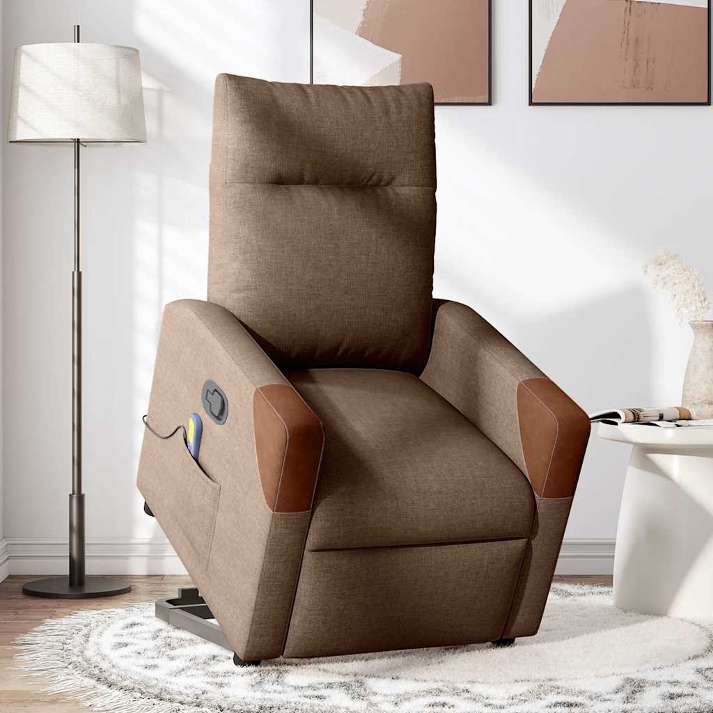 Fauteuil De Massage Inclinable Tissu Marron