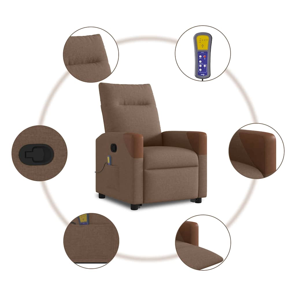 Fauteuil De Massage Inclinable Tissu Marron