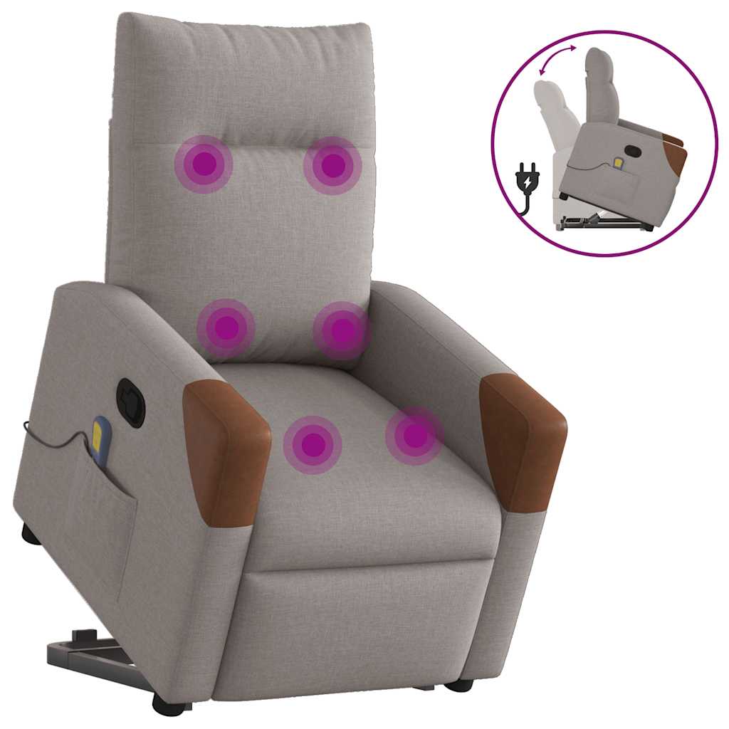 Fauteuil Inclinable De Massage Électrique Tissu Taupe