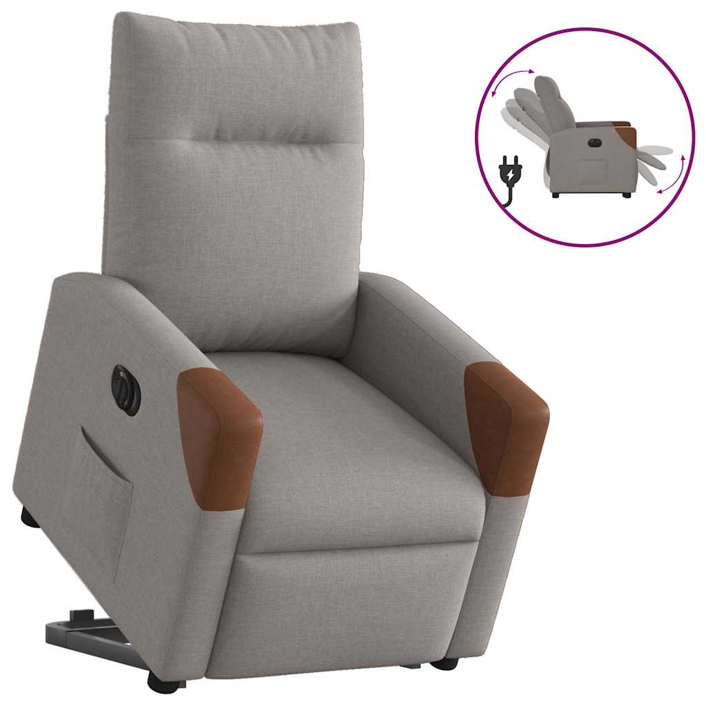 Fauteuil Inclinable De Massage Électrique Tissu Taupe
