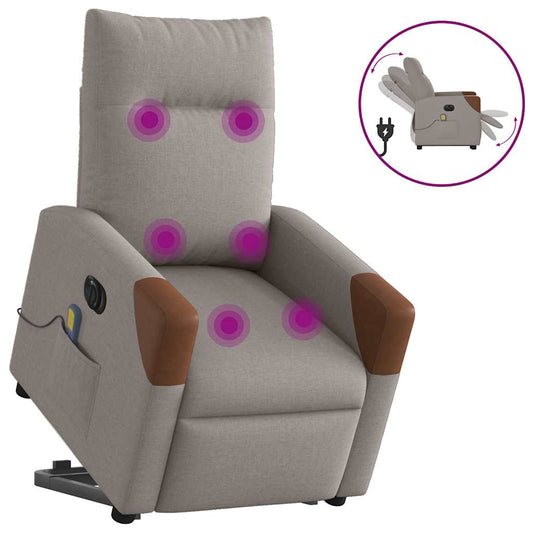 Fauteuil Inclinable De Massage Électrique Tissu Taupe