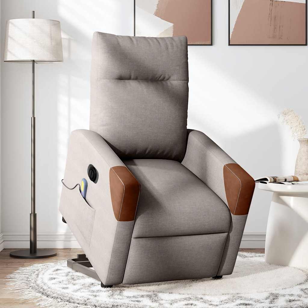 Fauteuil Inclinable De Massage Électrique Tissu Taupe