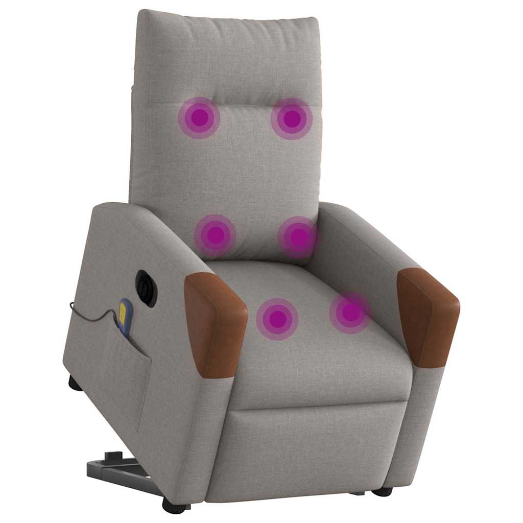 Fauteuil Inclinable De Massage Électrique Tissu Taupe