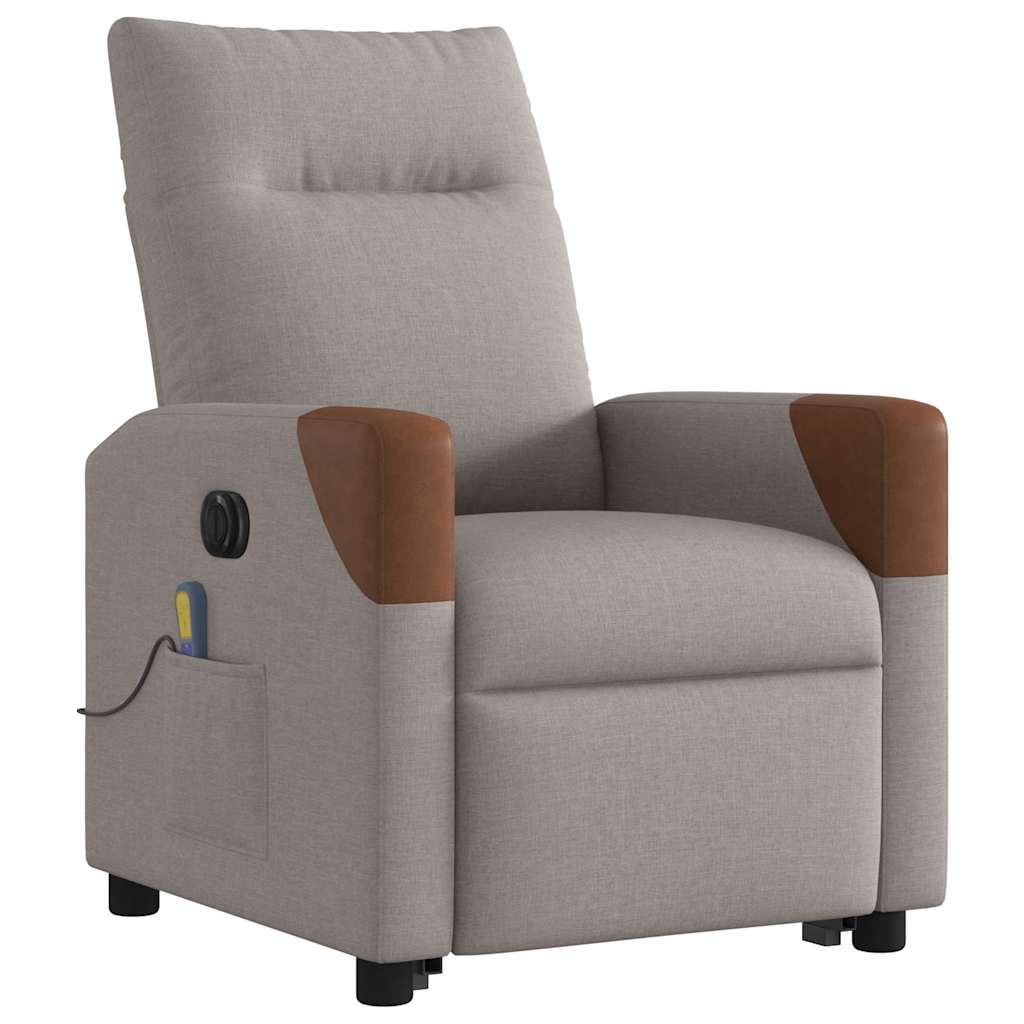 Fauteuil Inclinable De Massage Électrique Tissu Taupe