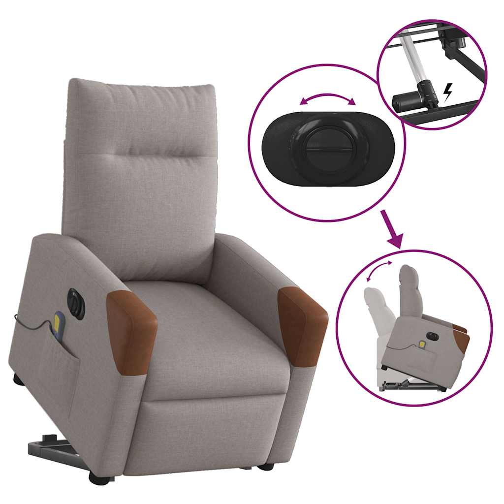 Fauteuil Inclinable De Massage Électrique Tissu Taupe