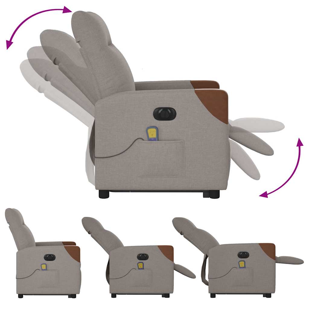 Fauteuil Inclinable De Massage Électrique Tissu Taupe