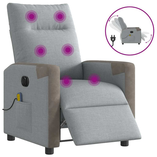 Fauteuil De Massage Inclinable Électrique Tissu Gris Clair