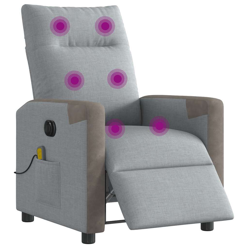 Fauteuil De Massage Inclinable Électrique Tissu Gris Clair