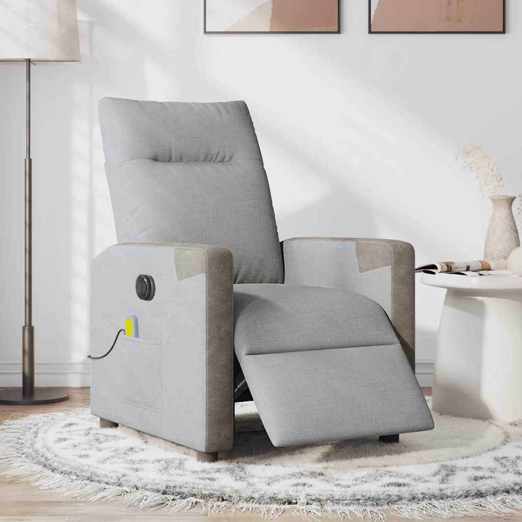 Fauteuil De Massage Inclinable Électrique Tissu Gris Clair