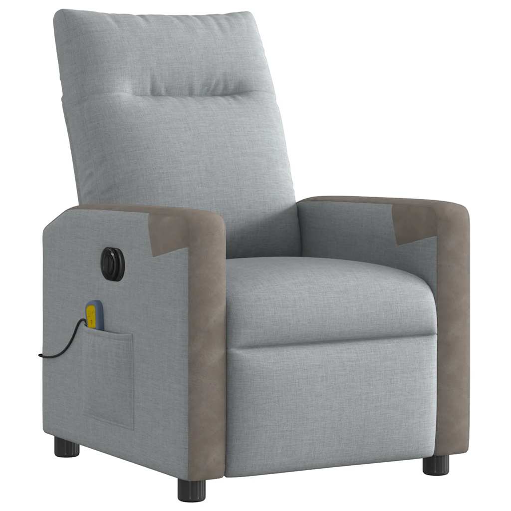 Fauteuil De Massage Inclinable Électrique Tissu Gris Clair