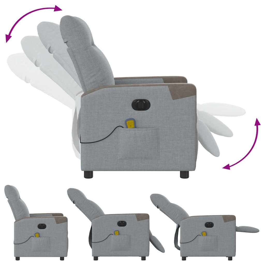 Fauteuil De Massage Inclinable Électrique Tissu Gris Clair