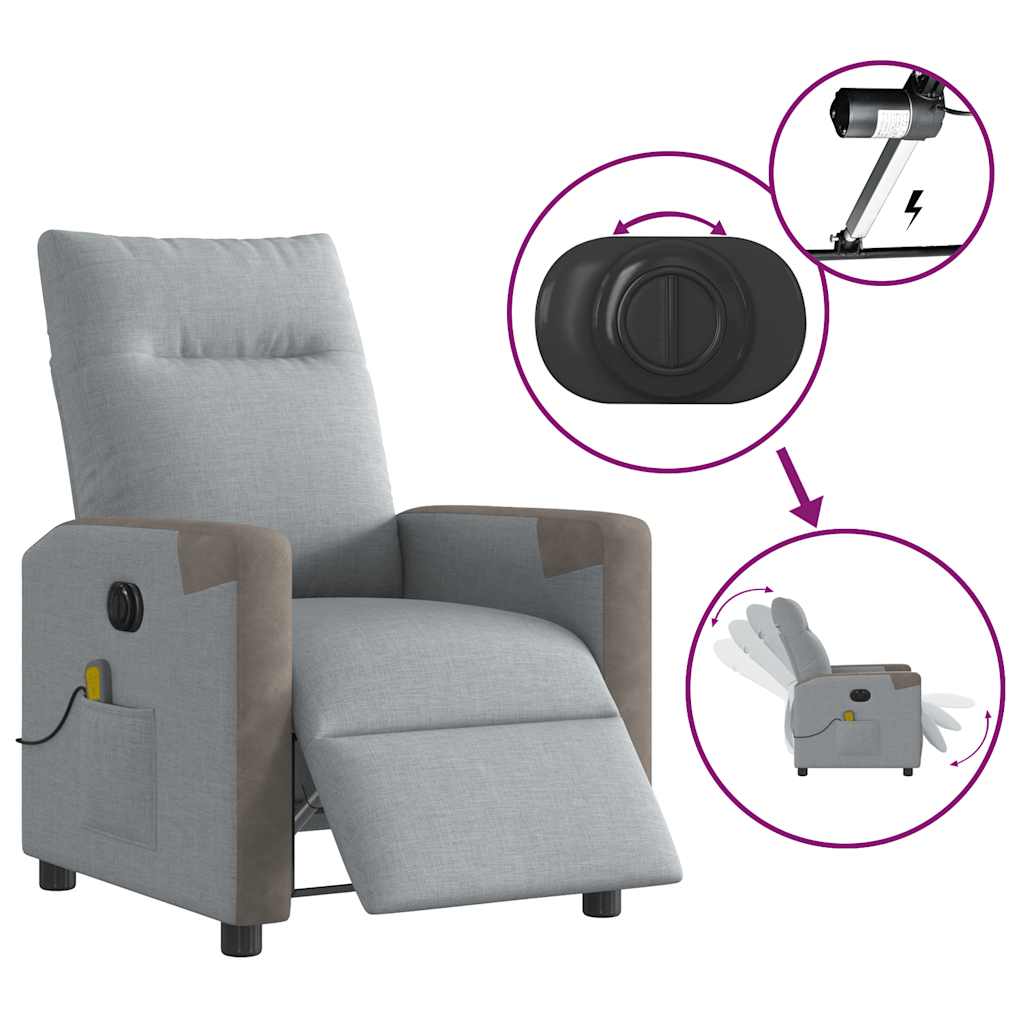 Fauteuil De Massage Inclinable Électrique Tissu Gris Clair