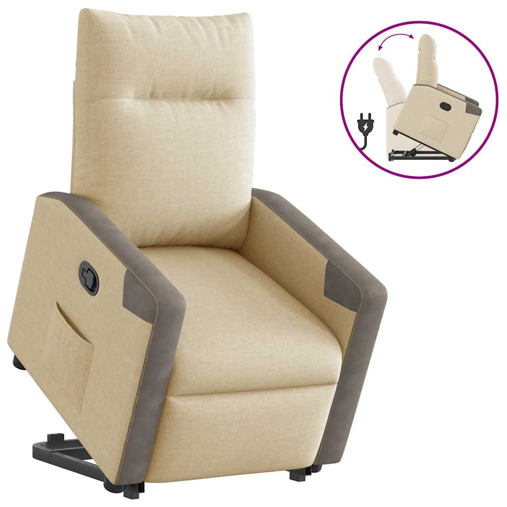 Fauteuil Inclinable De Massage Électrique Tissu Crème