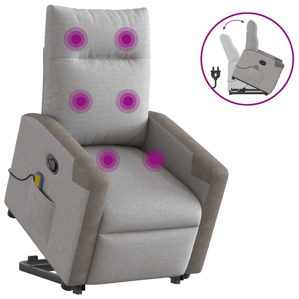 Fauteuil Inclinable De Massage Électrique Tissu Gris Nuage