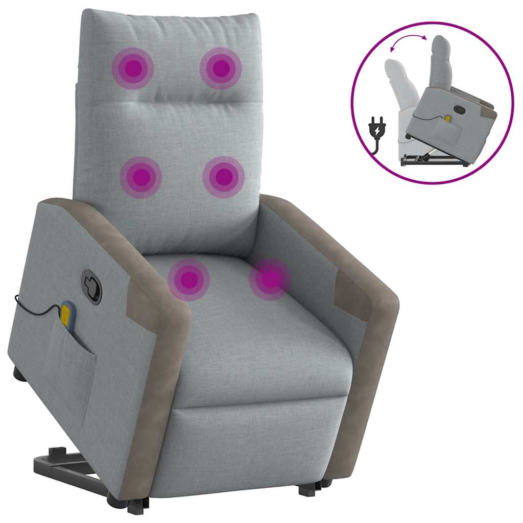Fauteuil Inclinable De Massage Électrique Tissu Gris Clair