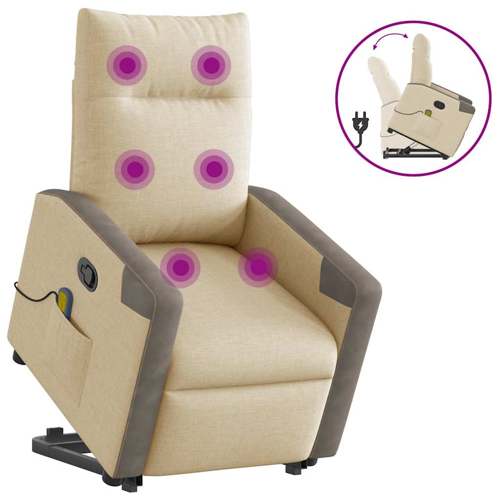 Fauteuil Inclinable De Massage Électrique Tissu Crème