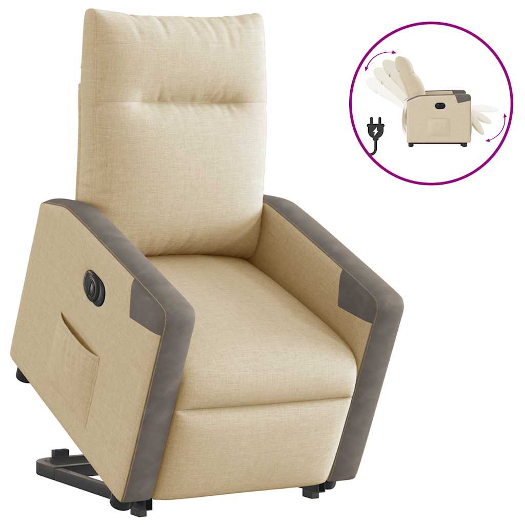 Fauteuil Inclinable De Massage Électrique Tissu Crème