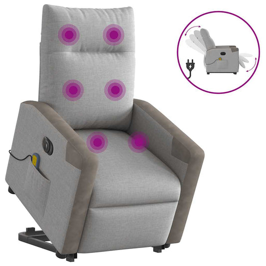 Fauteuil Inclinable De Massage Électrique Tissu Gris Nuage