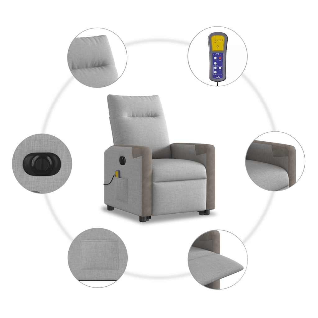 Fauteuil Inclinable De Massage Électrique Tissu Gris Nuage