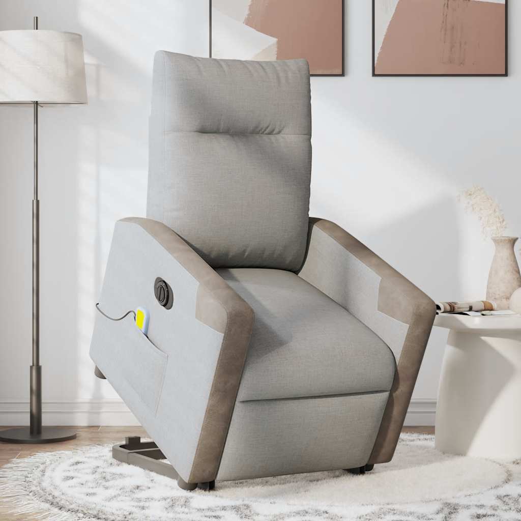 Fauteuil Inclinable De Massage Électrique Tissu Gris Nuage