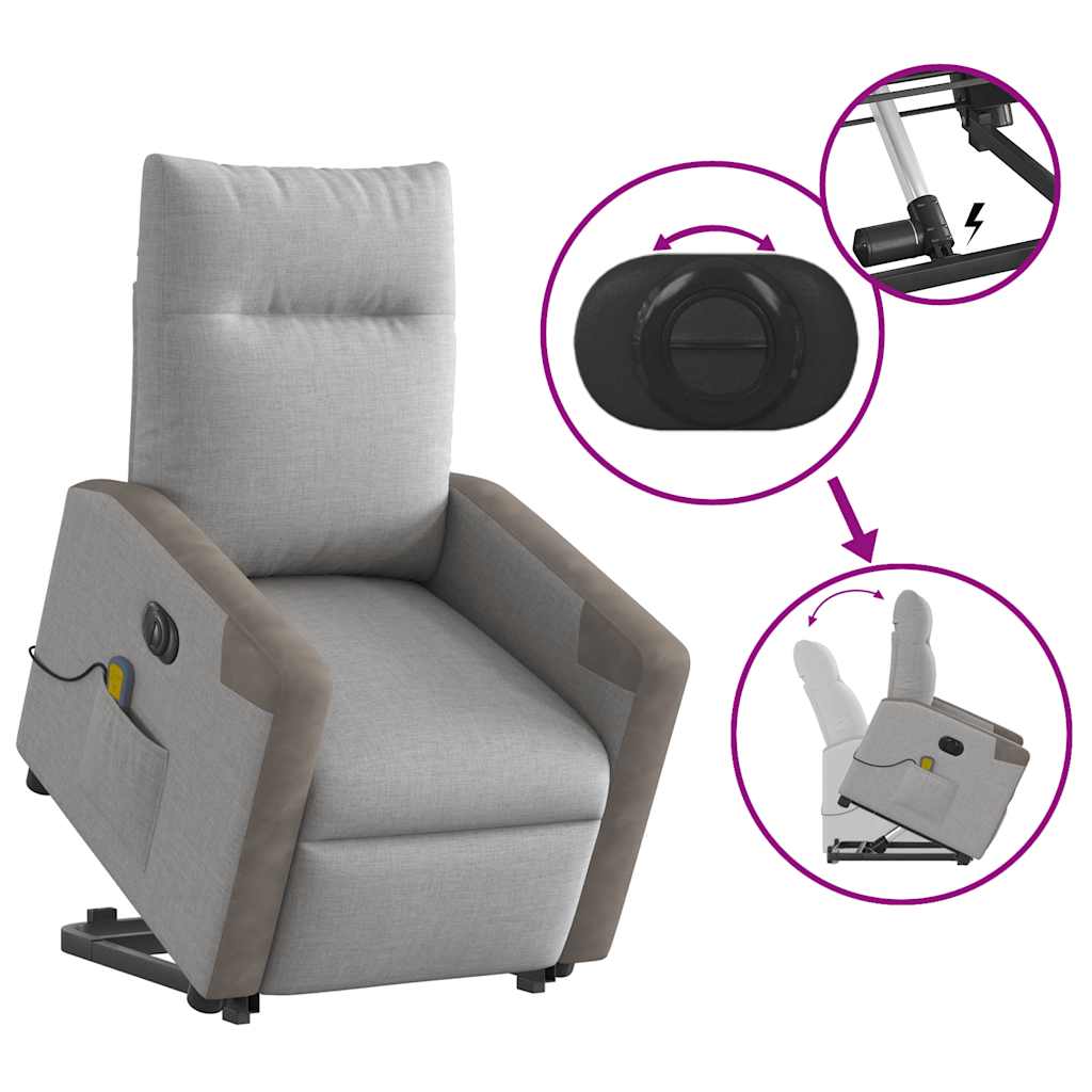 Fauteuil Inclinable De Massage Électrique Tissu Gris Nuage