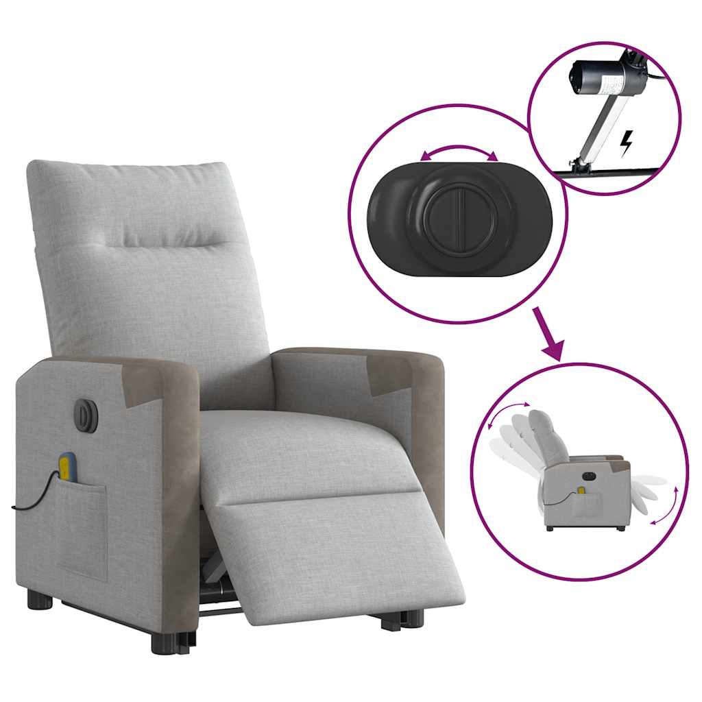 Fauteuil Inclinable De Massage Électrique Tissu Gris Nuage