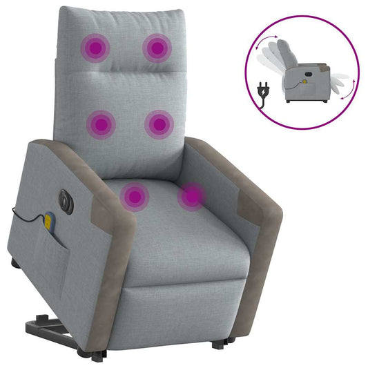 Fauteuil Inclinable De Massage Électrique Tissu Gris Clair
