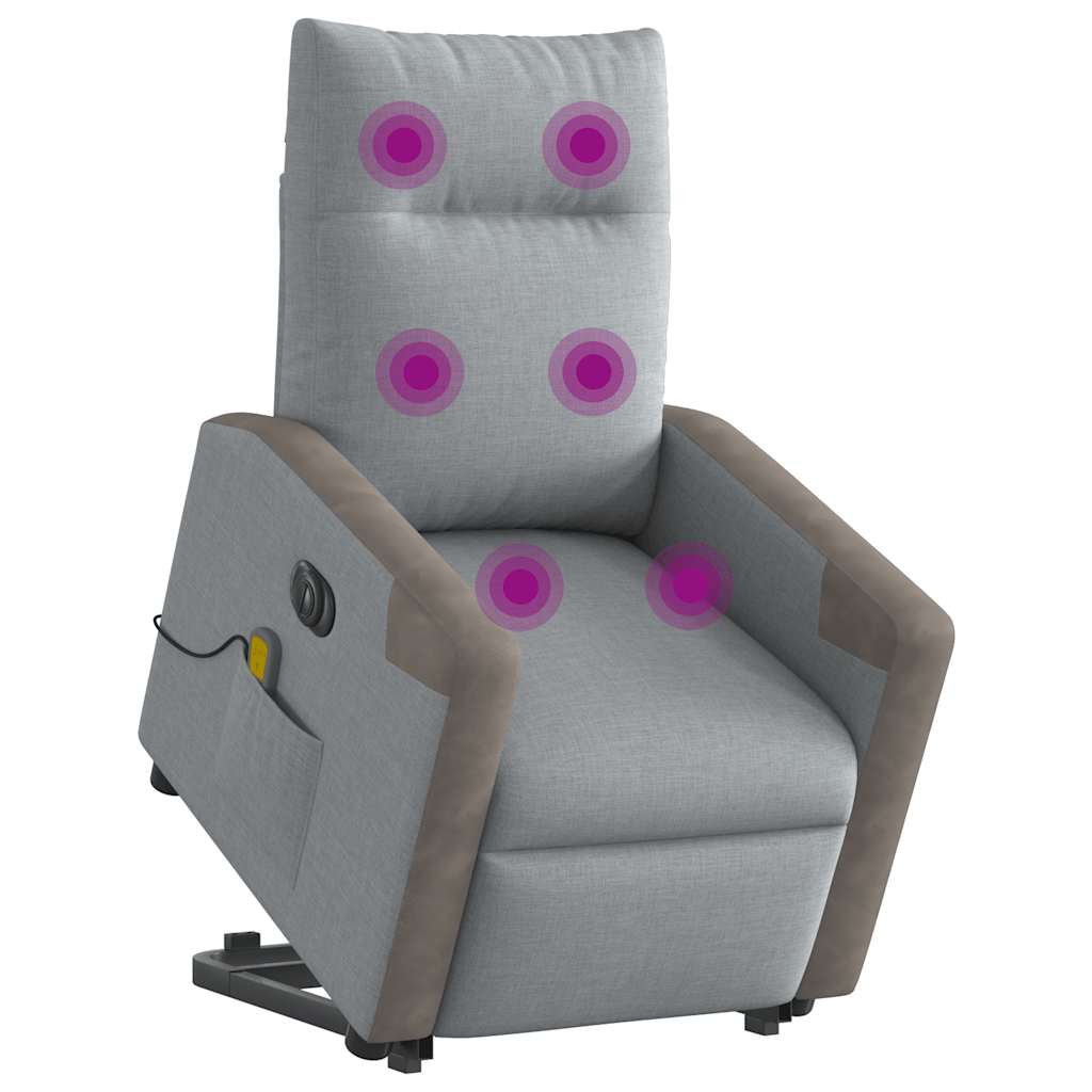 Fauteuil Inclinable De Massage Électrique Tissu Gris Clair