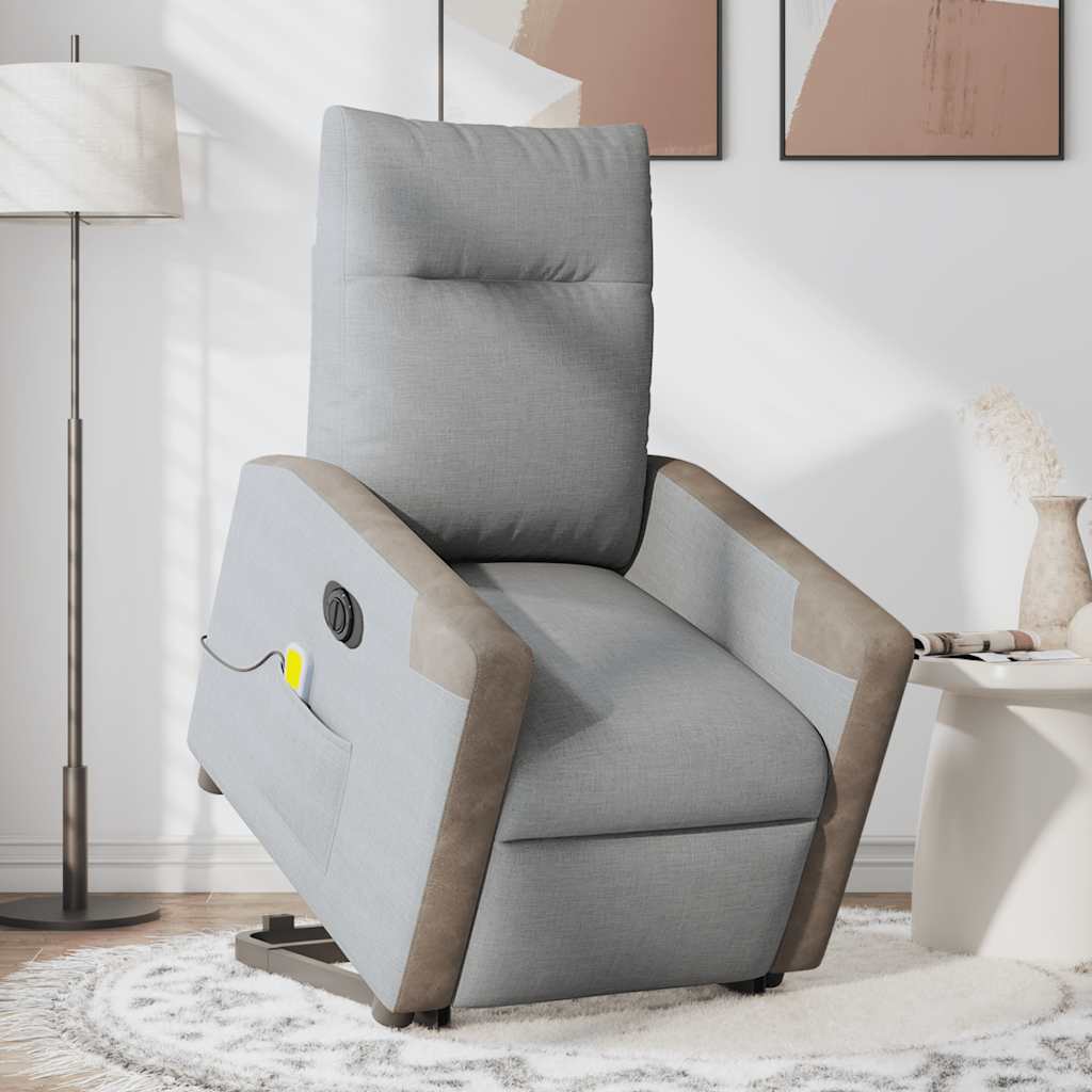 Fauteuil Inclinable De Massage Électrique Tissu Gris Clair
