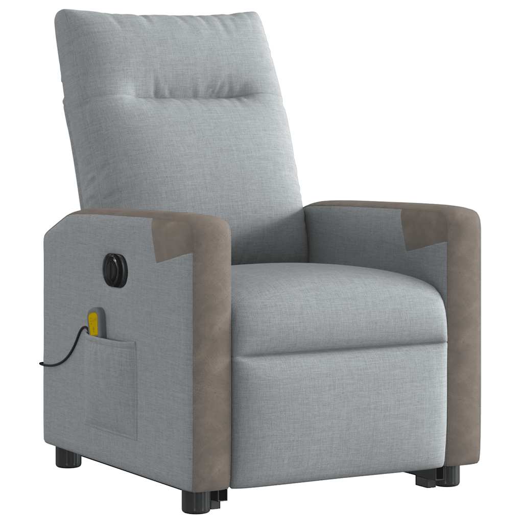 Fauteuil Inclinable De Massage Électrique Tissu Gris Clair
