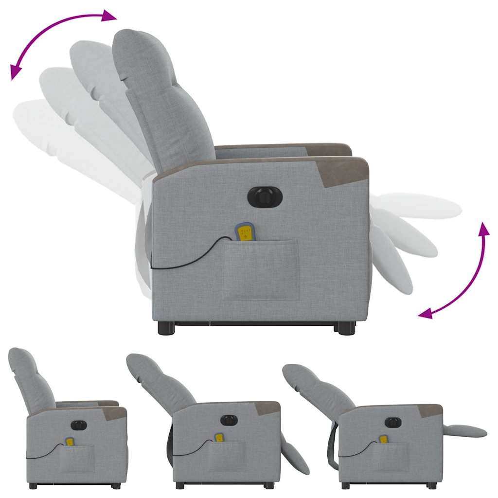 Fauteuil Inclinable De Massage Électrique Tissu Gris Clair