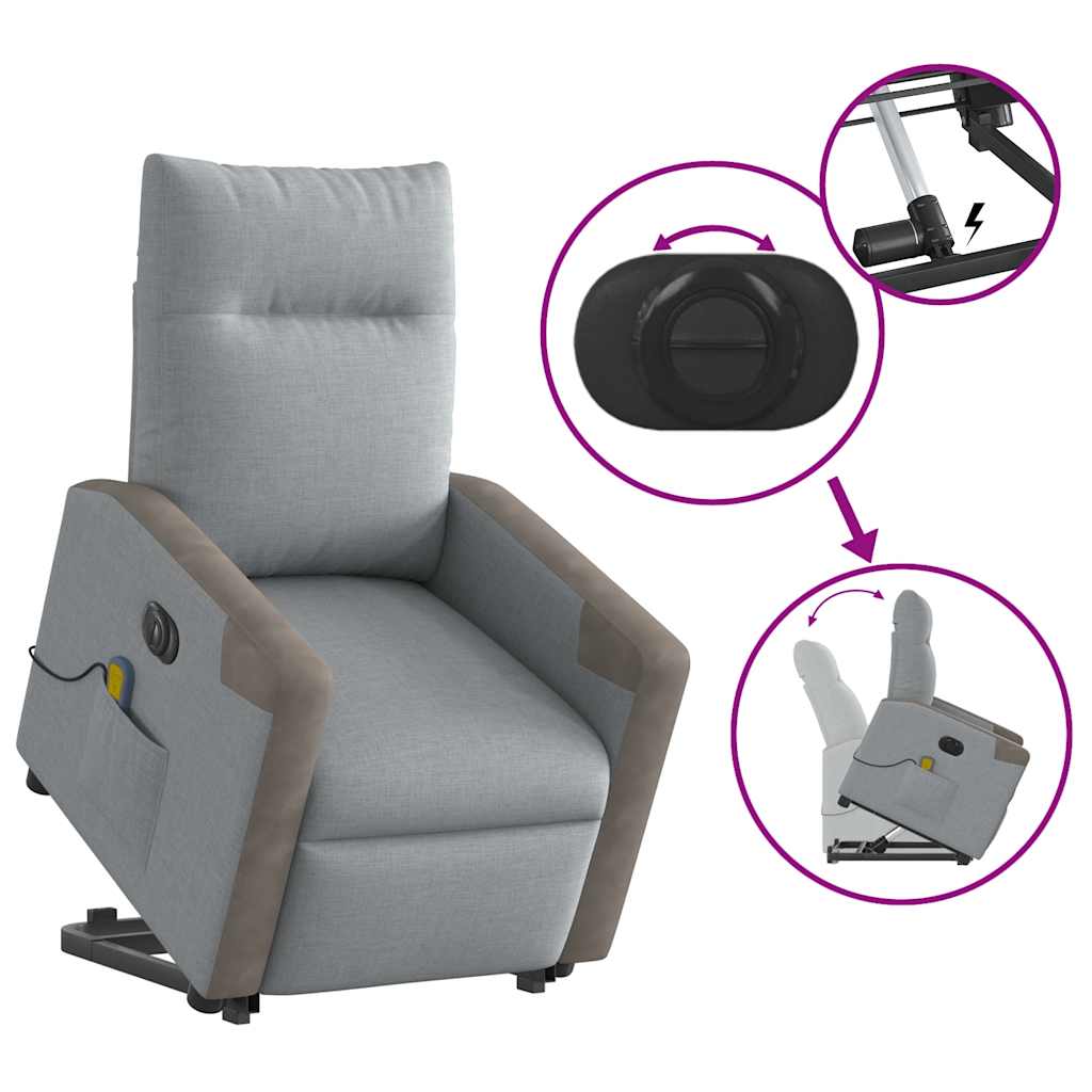 Fauteuil Inclinable De Massage Électrique Tissu Gris Clair