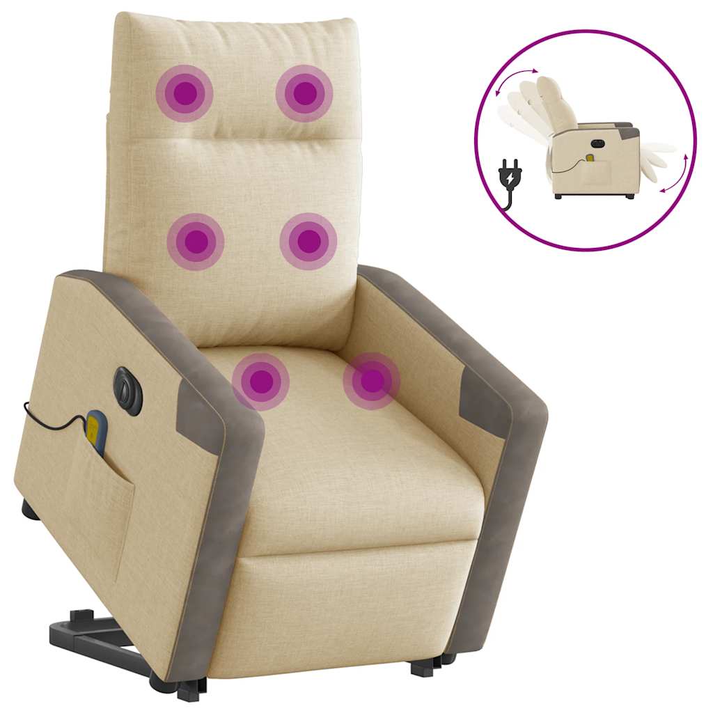Fauteuil Inclinable De Massage Électrique Tissu Crème