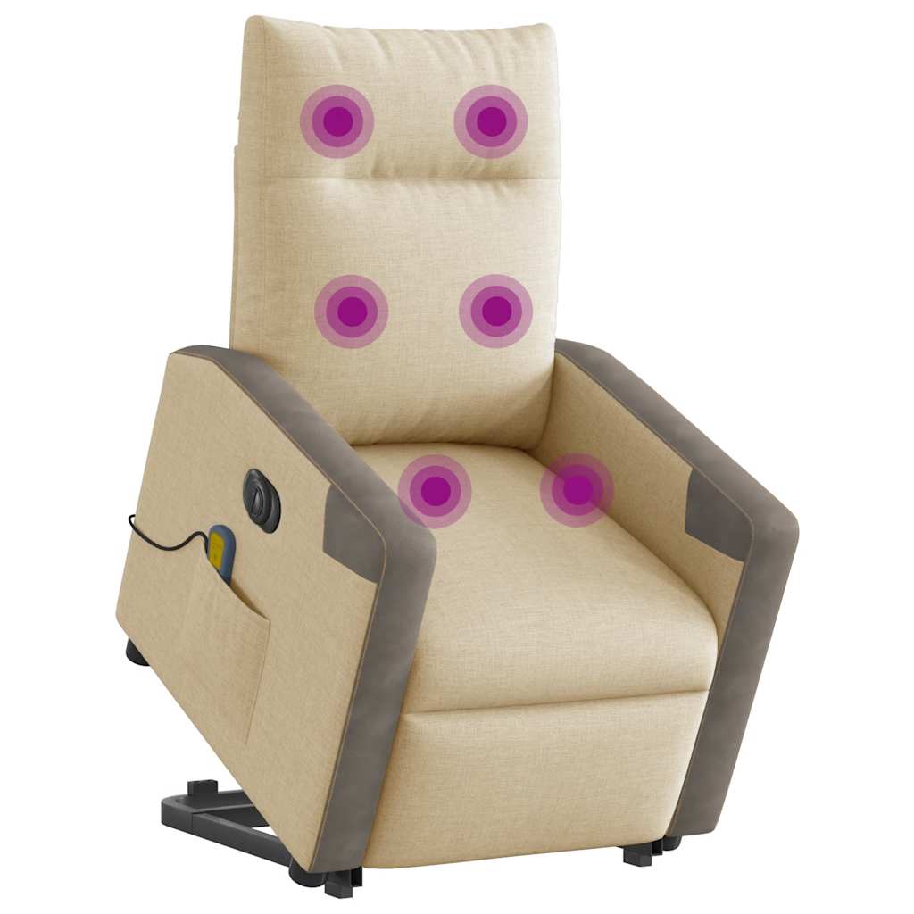 Fauteuil Inclinable De Massage Électrique Tissu Crème