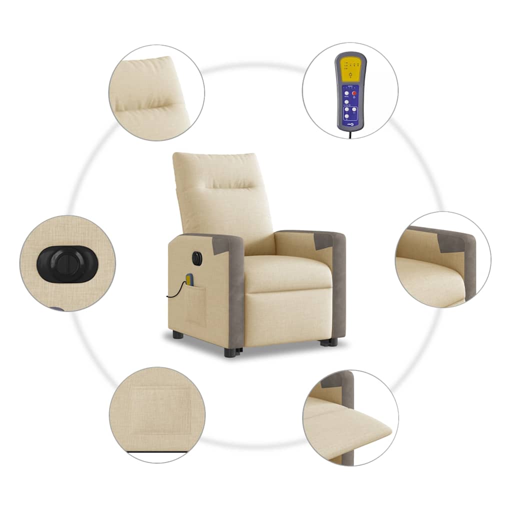 Fauteuil Inclinable De Massage Électrique Tissu Crème