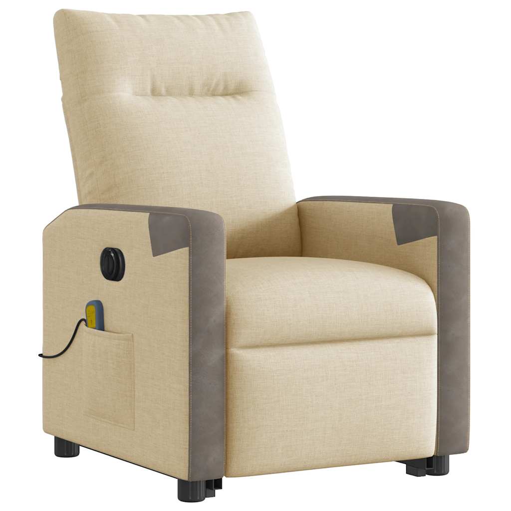 Fauteuil Inclinable De Massage Électrique Tissu Crème