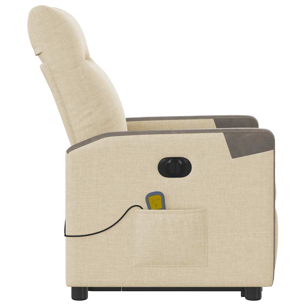 Fauteuil Inclinable De Massage Électrique Tissu Crème