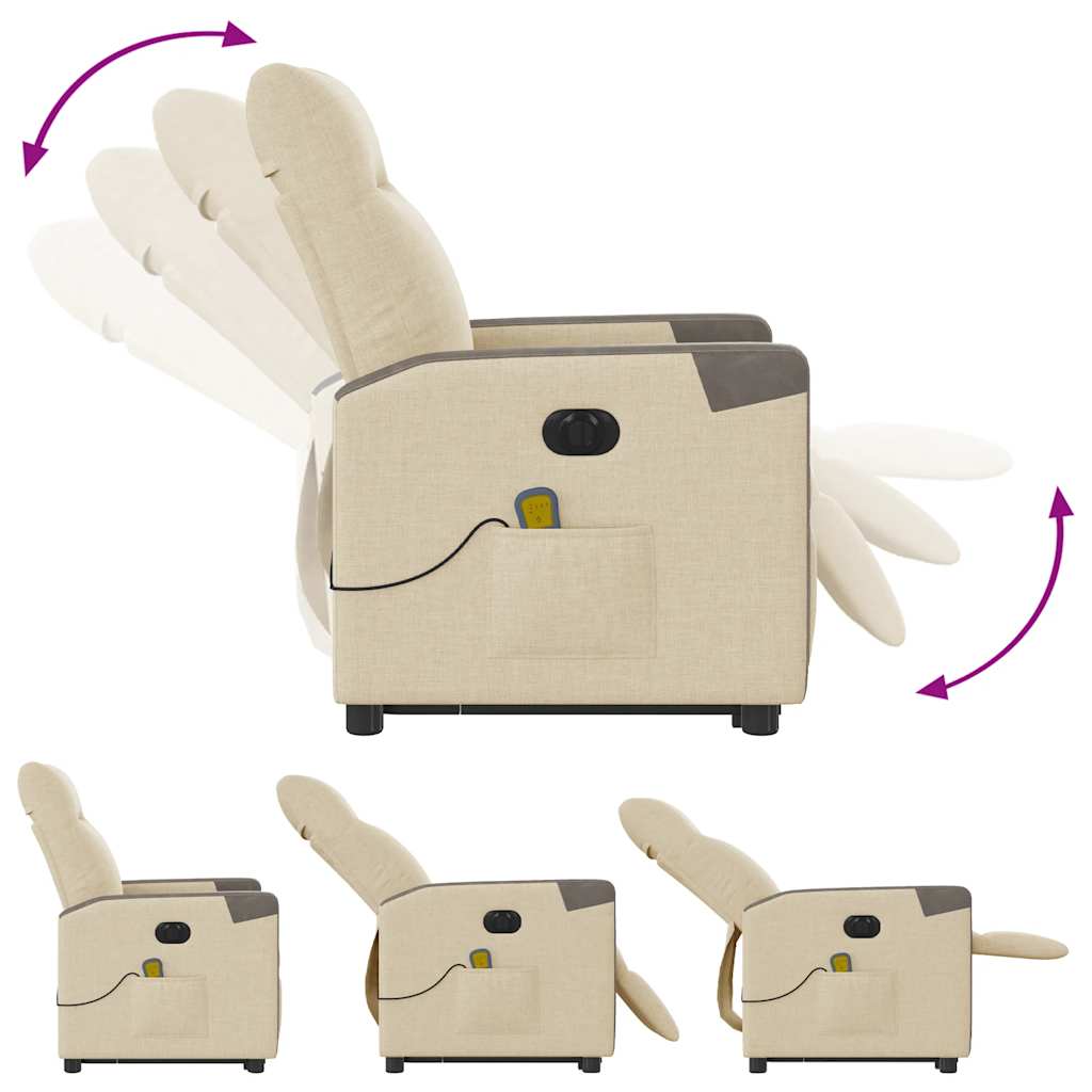 Fauteuil Inclinable De Massage Électrique Tissu Crème