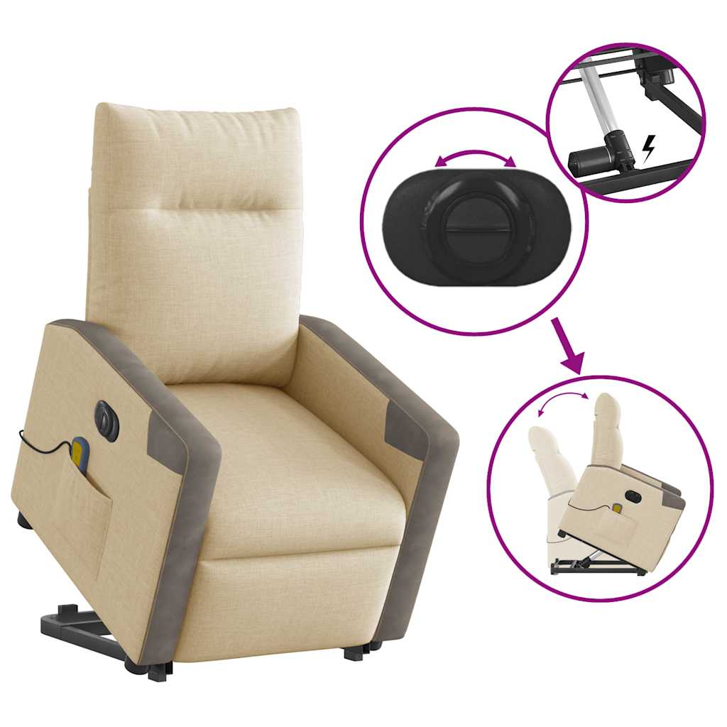 Fauteuil Inclinable De Massage Électrique Tissu Crème