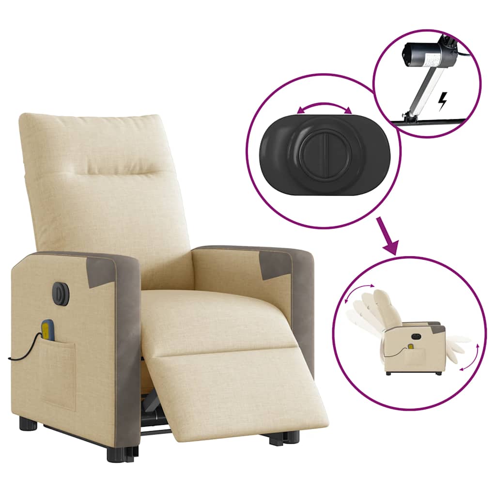 Fauteuil Inclinable De Massage Électrique Tissu Crème