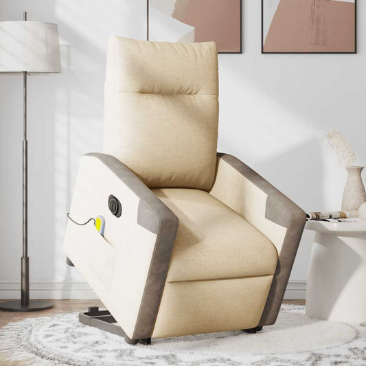 Fauteuil Inclinable De Massage Électrique Tissu Crème