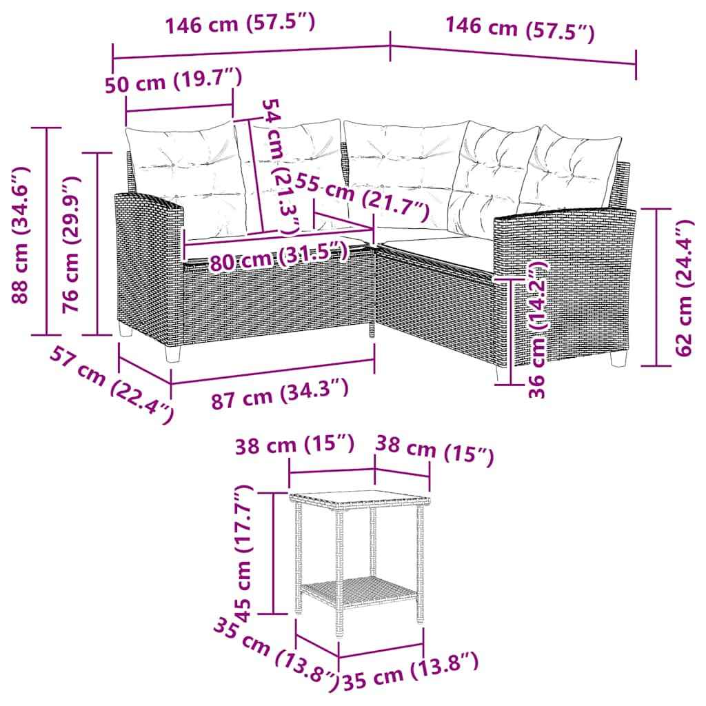 Canapé De Jardin Avec Table Et Coussins En Forme De L Beige