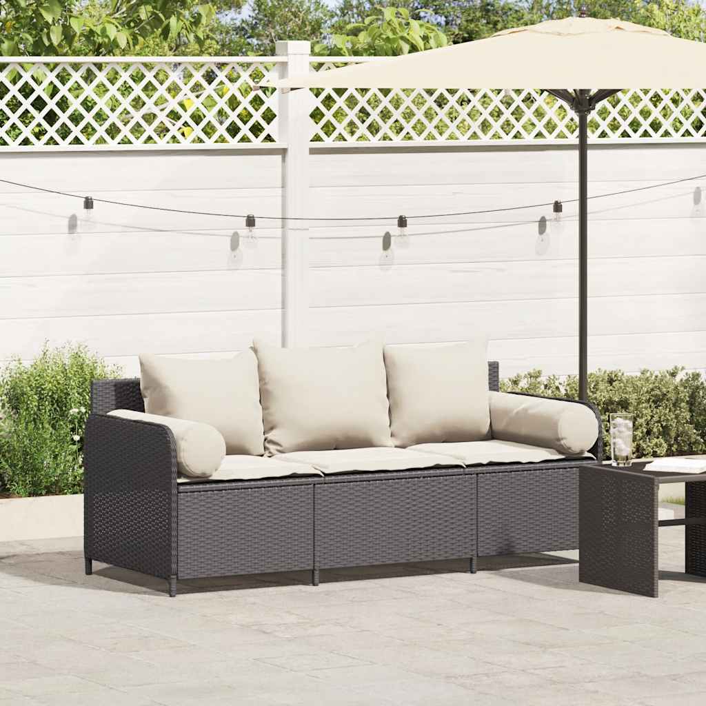 Canapé De Jardin Avec Coussins 3 Places Résine Tressée