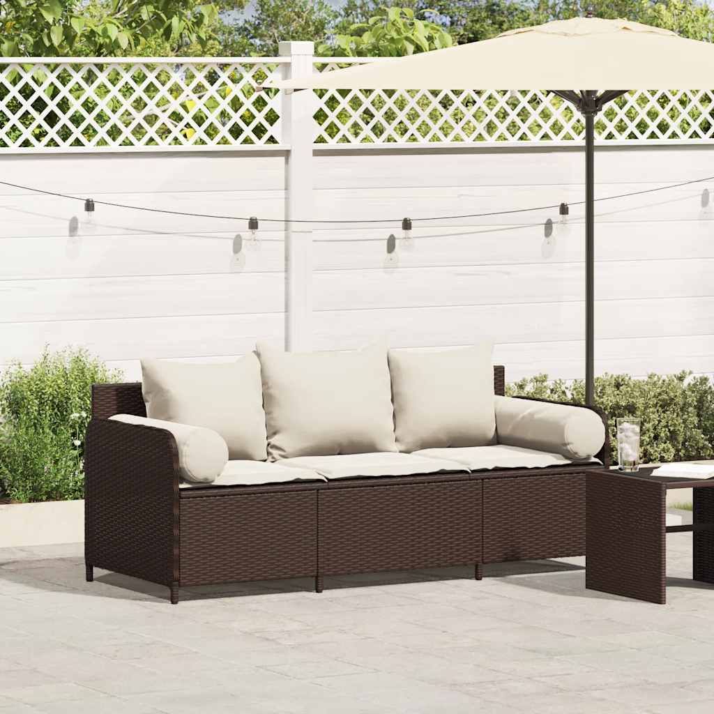 Canapé De Jardin Avec Coussins 3 Places Résine Tressée
