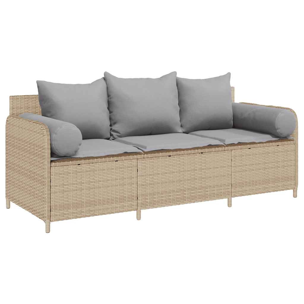 Canapé De Jardin Avec Coussins 3 Places Résine Tressée