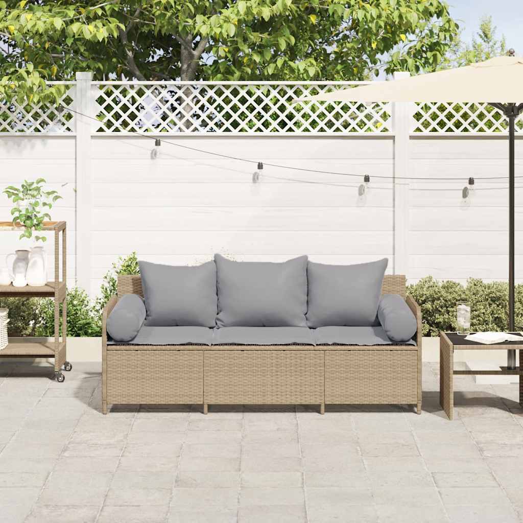 Canapé De Jardin Avec Coussins 3 Places Résine Tressée