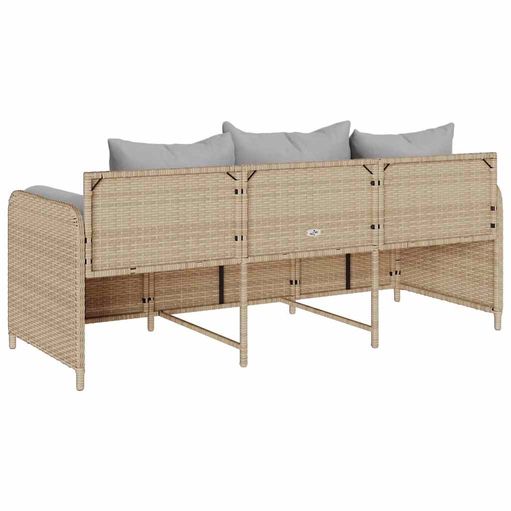 Canapé De Jardin Avec Coussins 3 Places Résine Tressée