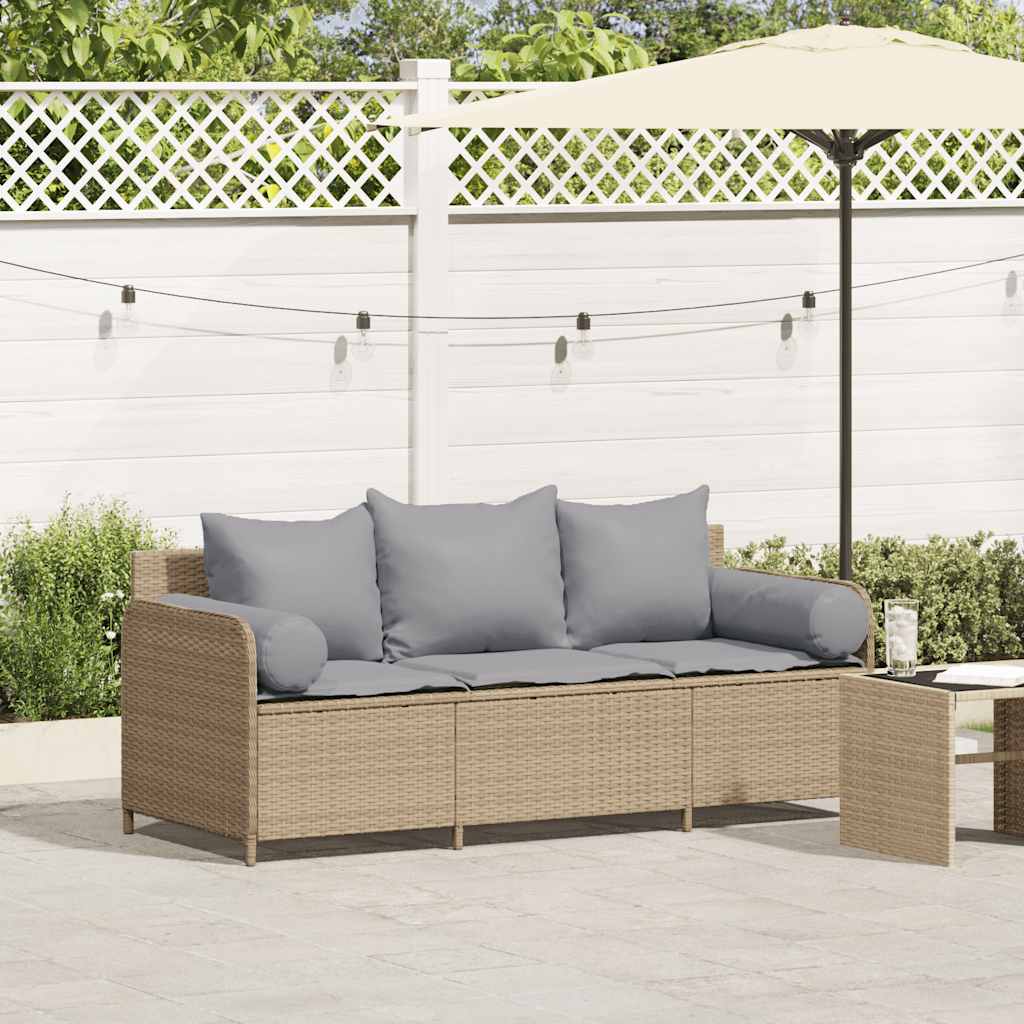 Canapé De Jardin Avec Coussins 3 Places Résine Tressée